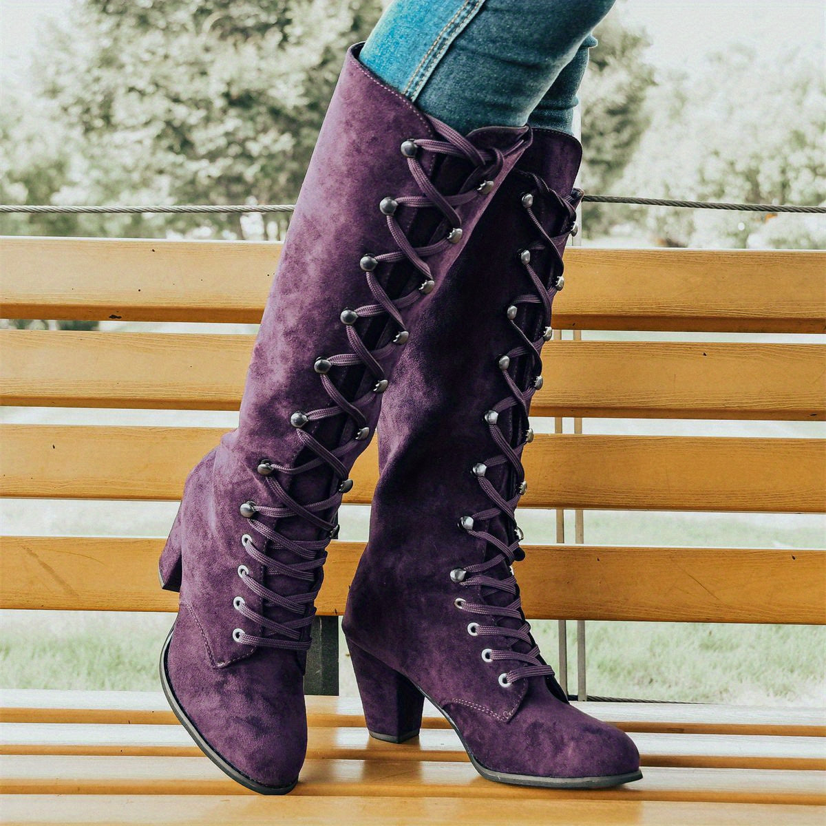 Timeless Tan Faux Suede Block Heel Boots with Block Heel
