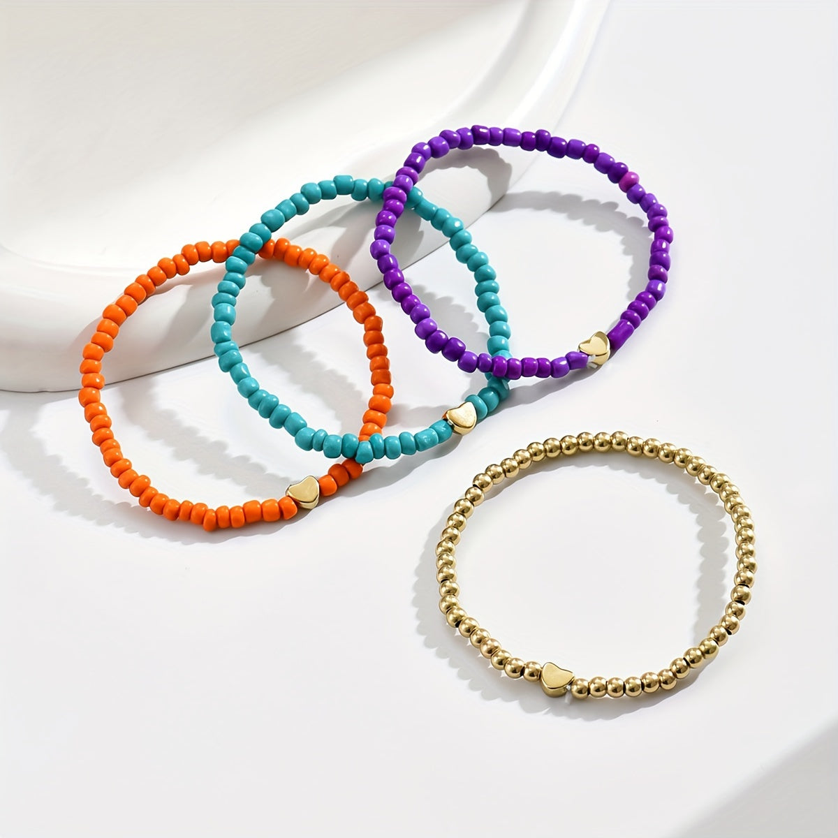 Boho 4-Piece Necklace & Bracelet Set with Polished finish