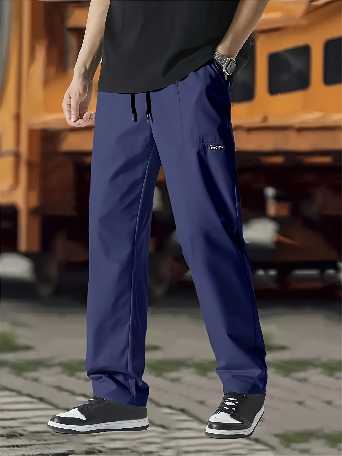Men's Athletic Jogger Pants with Elastic Drawstring Waist & Zip-Free Design - All-Season Gym,, Running, Hip-Hop Training Pants with Pockets - White Casual Sportswear (Machine Washable)