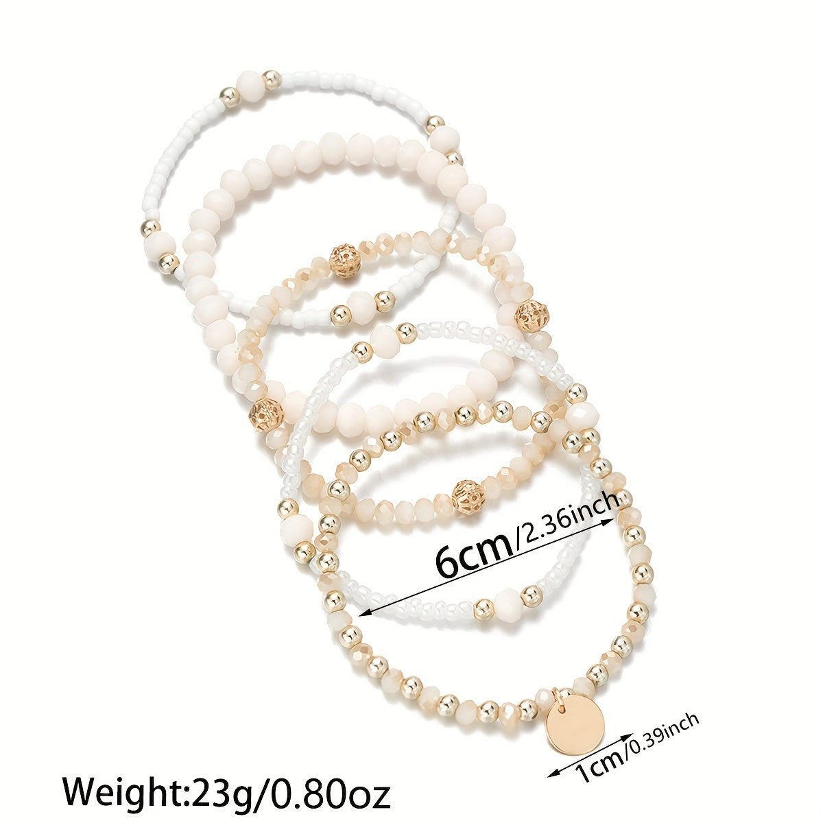 Boho 5-Piece Bracelet Set with Pearl-inspired