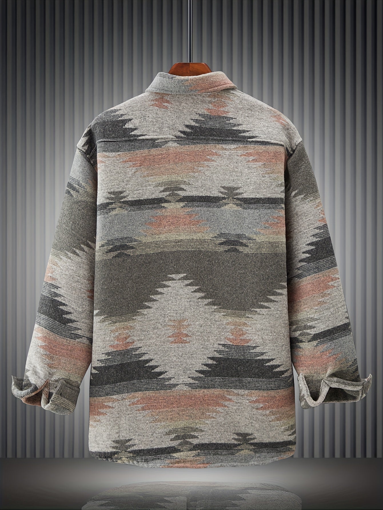 Various Pattern Men's Casual Long Sleeve Lapel Shirt, Men's Thick Outwear For Fall Winter