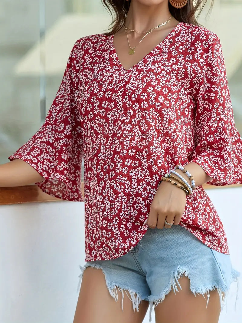 Floral Polyester Blouse Floral Print