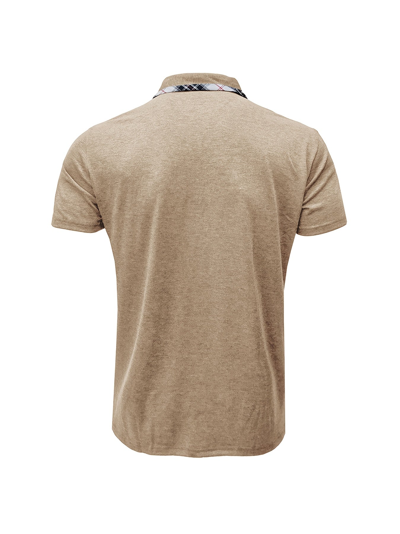 Men'S Plus Size Short Sleeve Polo Shirt with Plaid Collar and Button Details - Casual Summer Style, Regular Fit, Slight Stretch Fabric, Plus Size Shirts, PLUS SIZE