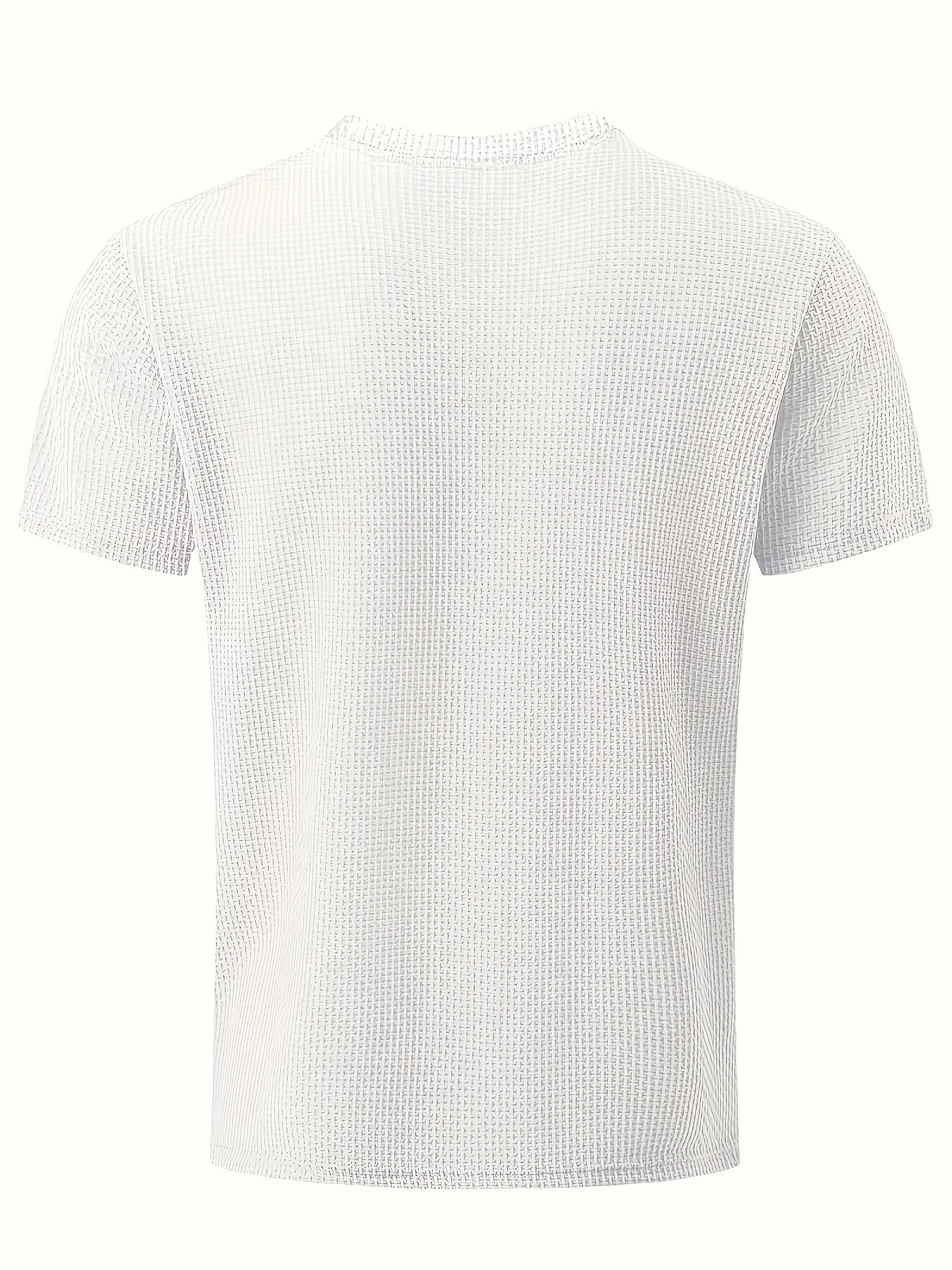 Men's Solid Color Waffle Knit T-Shirt - Breathable Stretch Fabric, Moisture-Wicking Round Neck Short Sleeve Tee for Summer Outdoor Sports & Casual Wear
