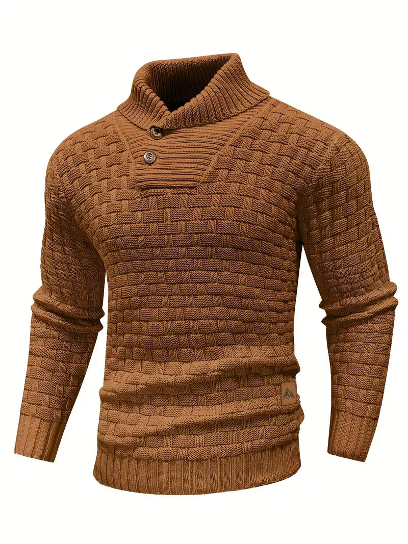 Polyester Knit Button-Up Long Sleeve Sweater
