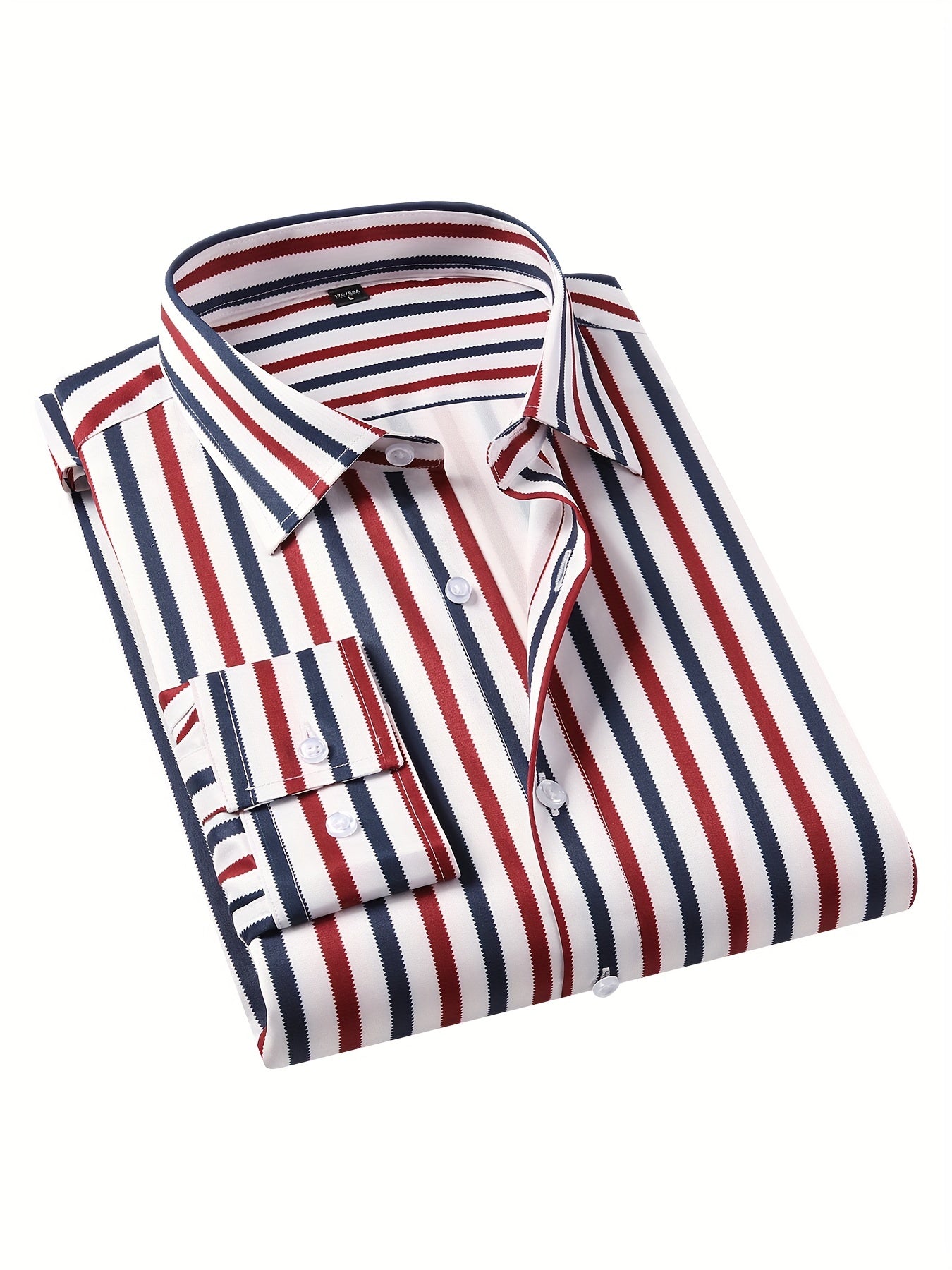 Classic Plaid Design Men's Formal Long Sleeve Shirt, Men's Button Up Shirt For Business Formal Occasions, Gift For Men