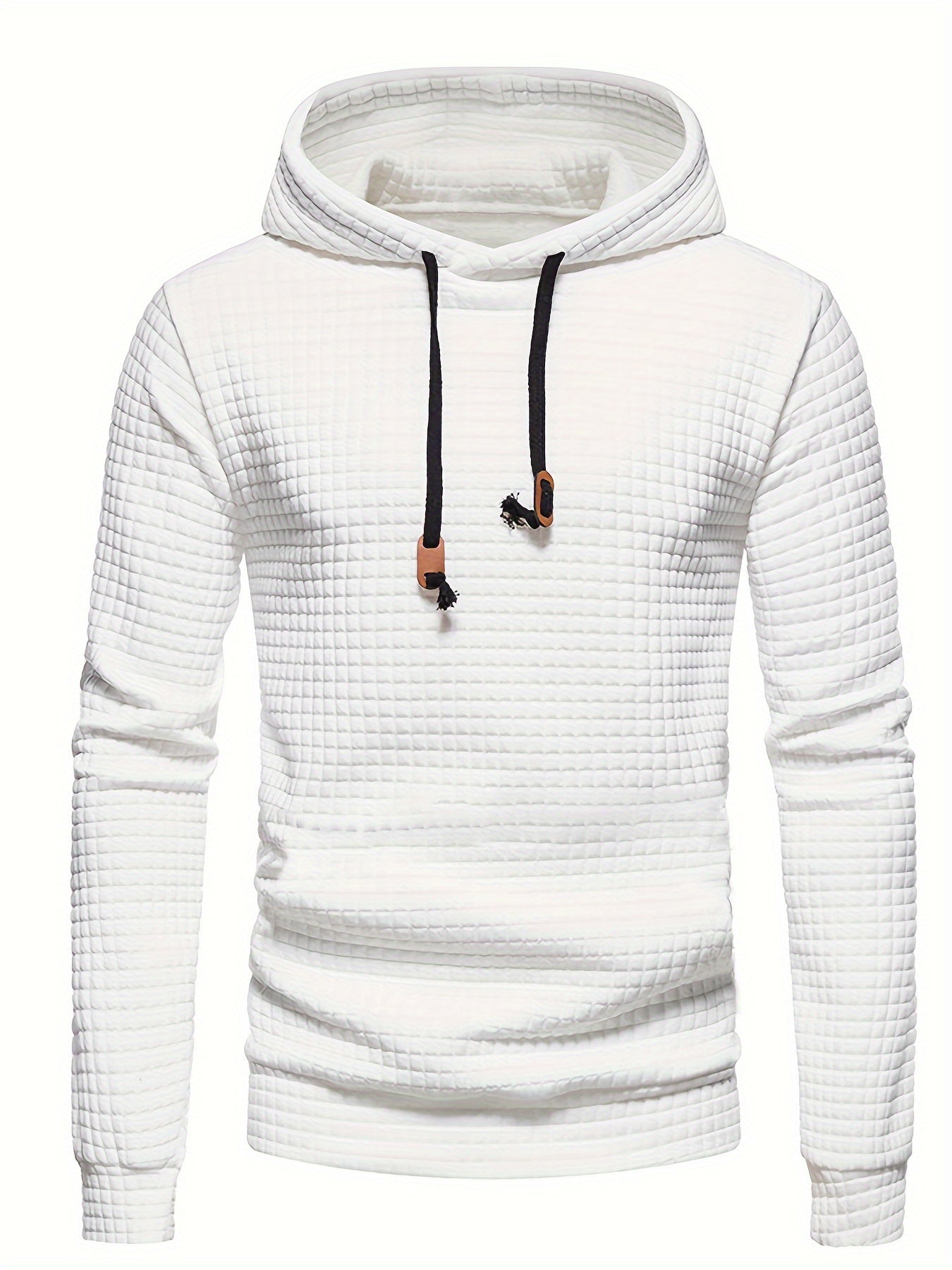 GEKM Men'S Bohemian Plaid Long Sleeve Hoodie - Cozy Jacquard Fabric Sweatshirt with Orange Accents, Casual Outdoor Jogging & Fitness Training Pullover, Regular Fit, Hooded Design, Comfortable Pullover