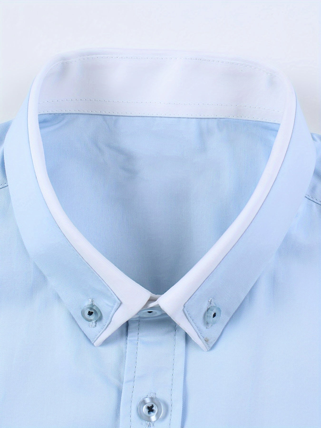 Men's Contrast Collar Design Lapel Collar Design Dress Shirts, Long Sleeve Casual Button Up Shirt For Formal Occasions