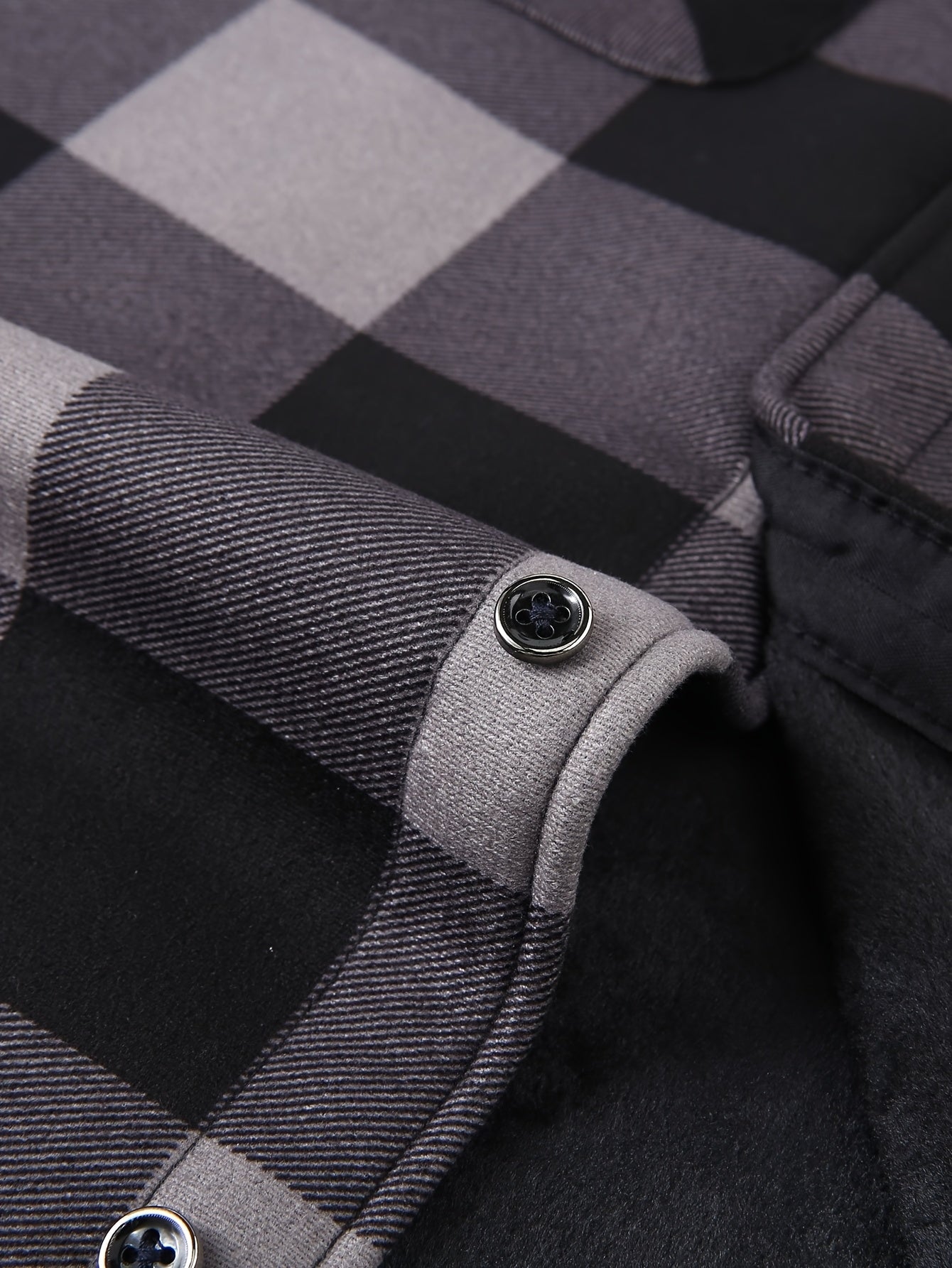 Men's Fleece-Lined Hoodie - Casual & Sporty, Plaid Pullover with Button Detail, Long Sleeve, Loose Fit for Fall/Winter
