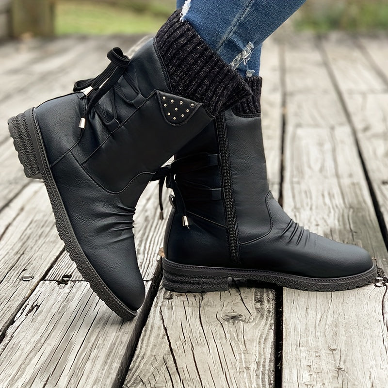 Timeless Grey Wool Block Heel Boots with Block Heel