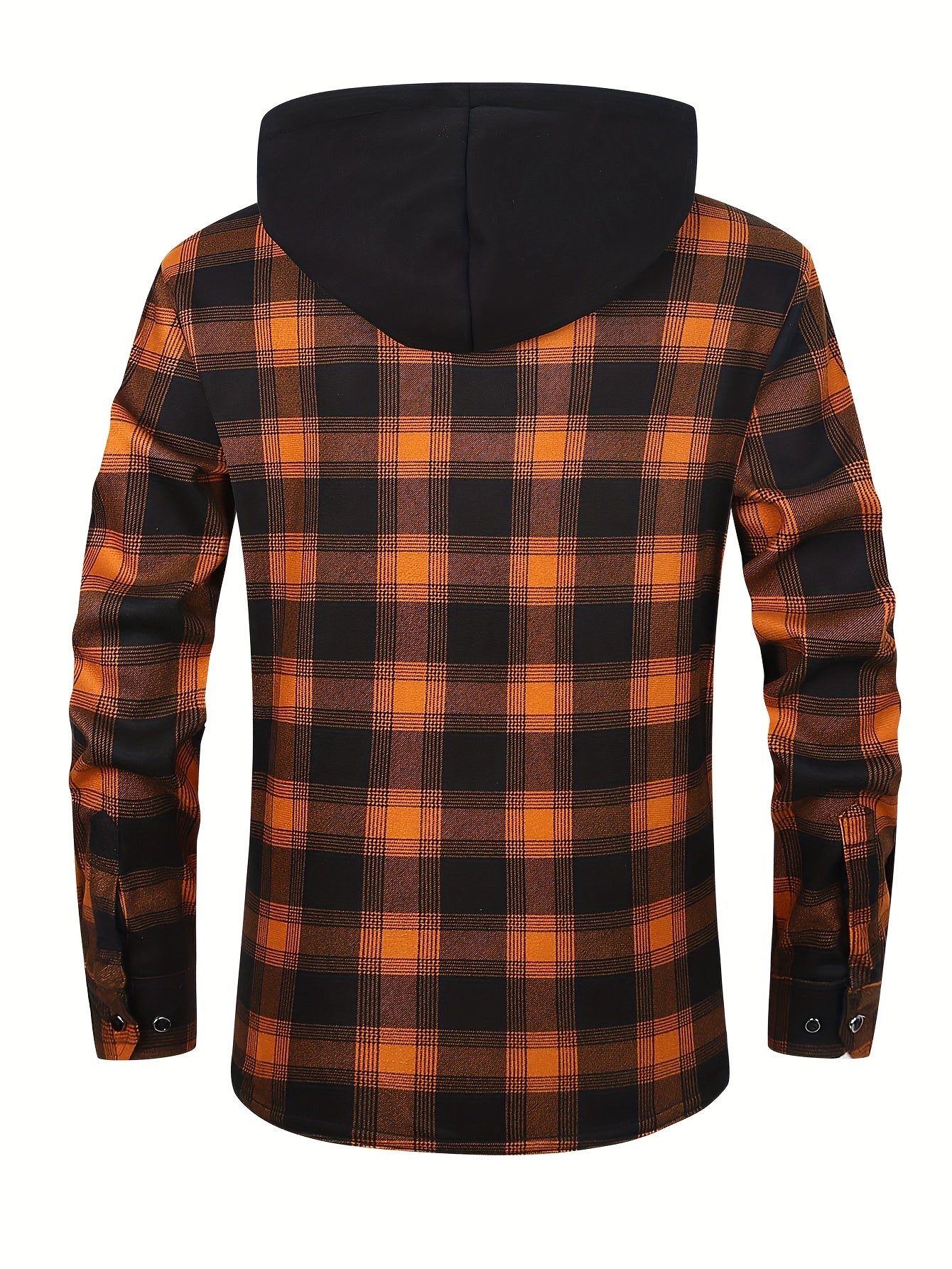 Men's Fleece-Lined Hoodie - Casual & Sporty, Plaid Pullover with Button Detail, Long Sleeve, Loose Fit for Fall/Winter