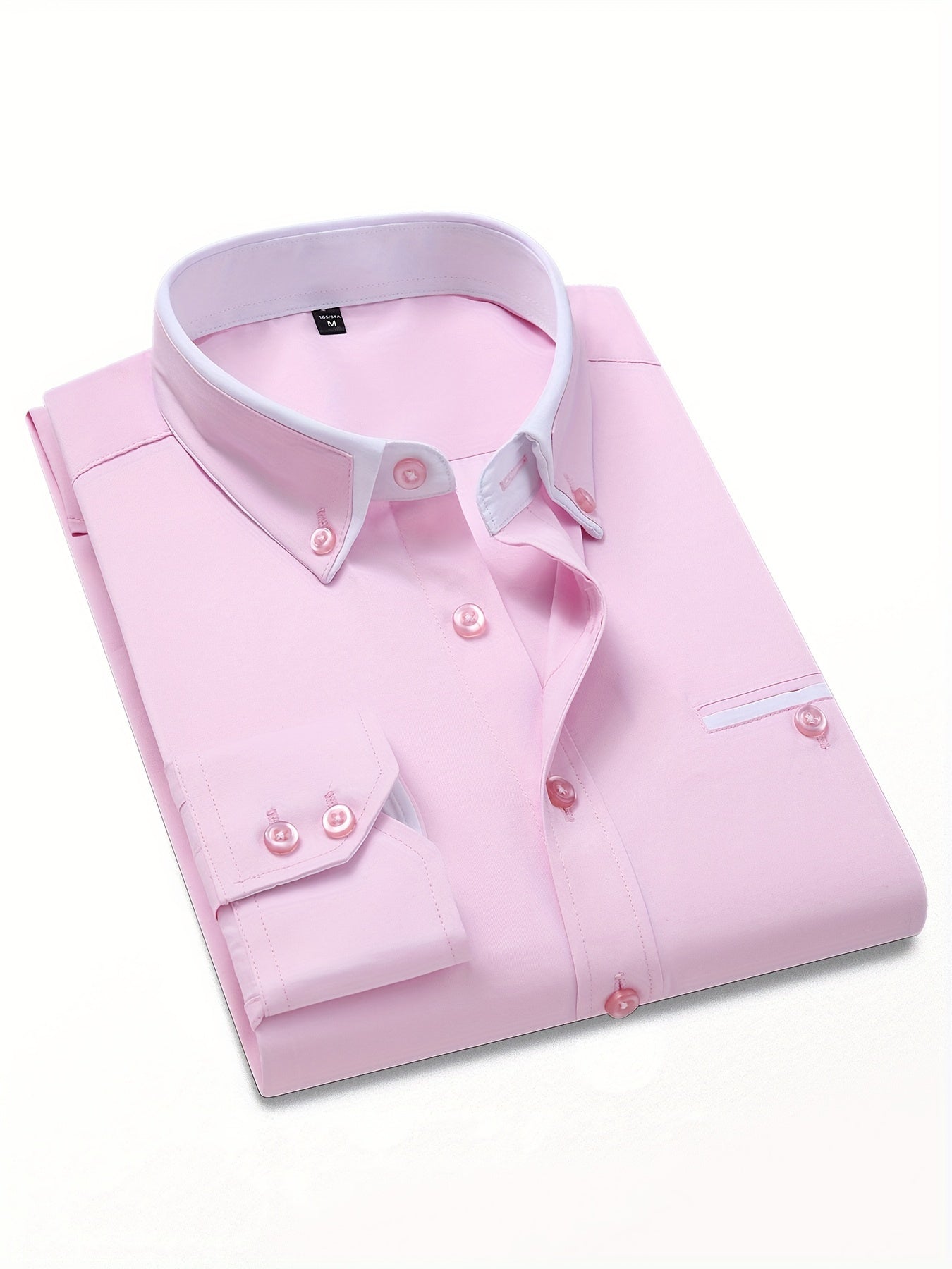 Men's Contrast Collar Design Lapel Collar Design Dress Shirts, Long Sleeve Casual Button Up Shirt For Formal Occasions