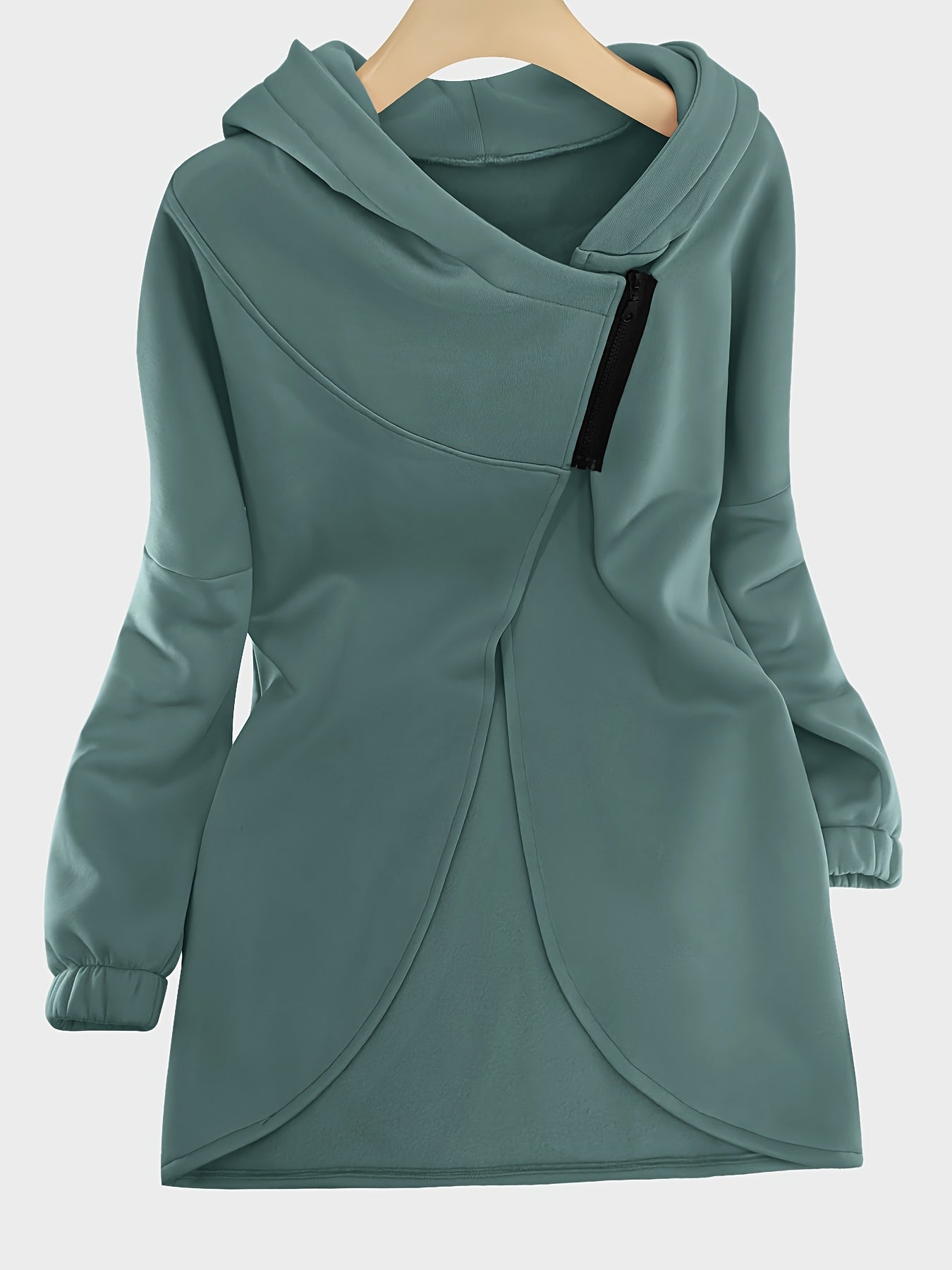 Women'S Casual Black Hooded Jacket with Front Pockets - Long Sleeve, Ripped Jeans & White Sneakers, Perfect for Spring/Fall, Autumn Fashion Jacket | Relaxed Fit Hoodie | Zippered Hoodie