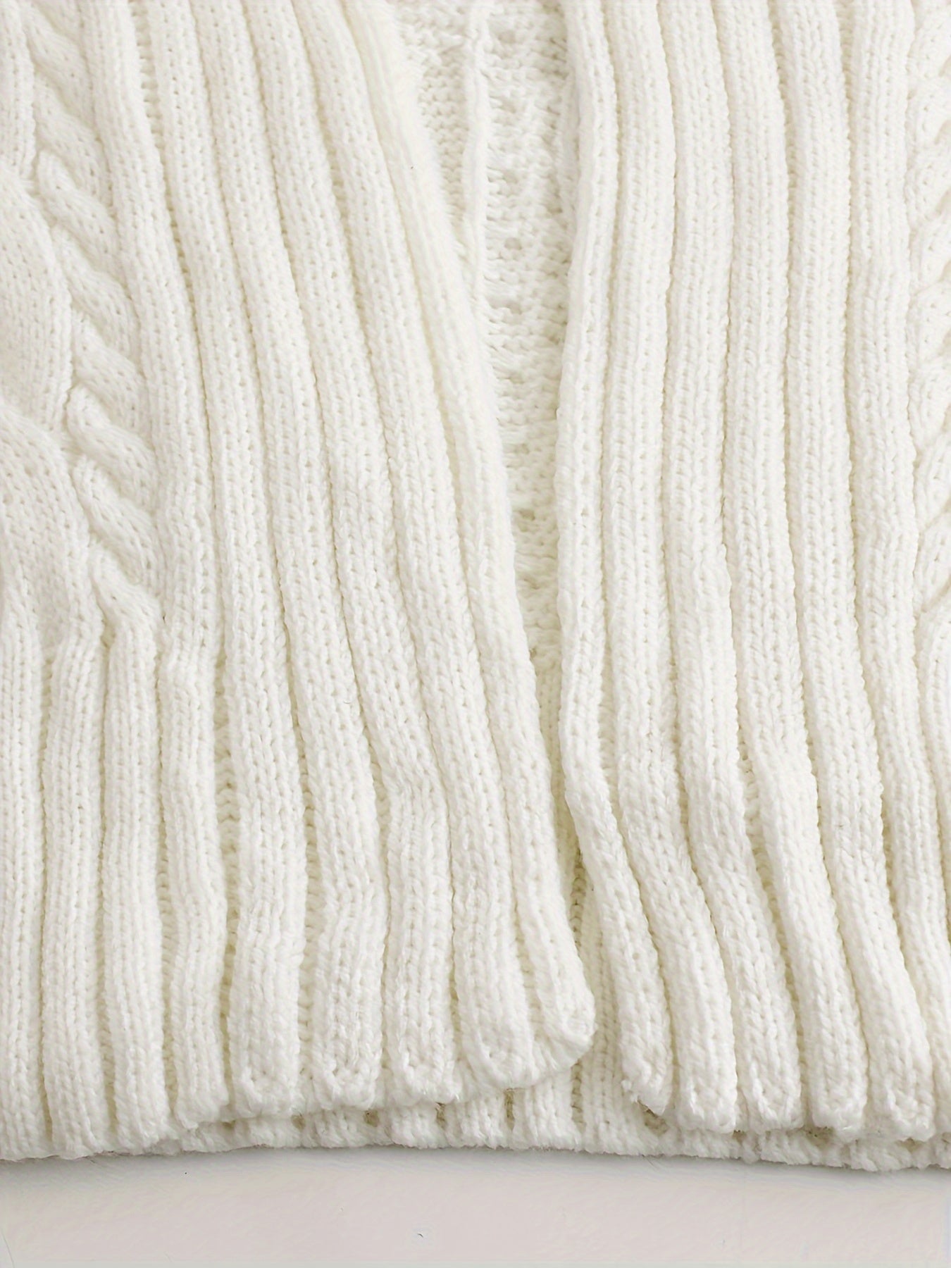 Cable Knit Drop Shoulder Cardigan, Casual Pockets Long Sleeve Cardigan For Fall & Winter, Women's Clothing