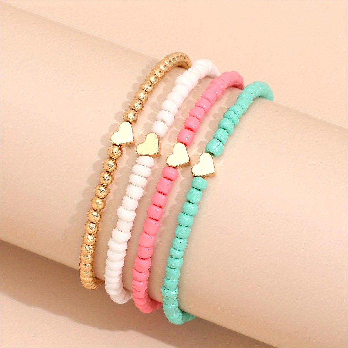 Boho 4-Piece Necklace & Bracelet Set with Polished finish