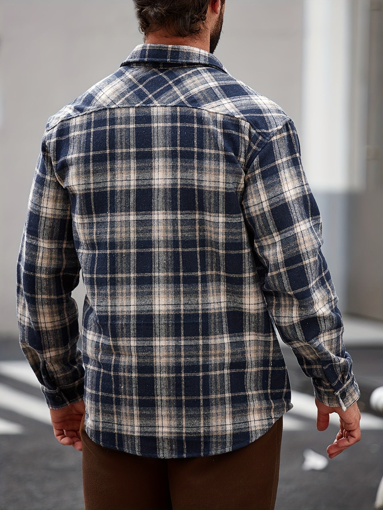 Men's Casual Flannel Shirt Coat - Solid Color Lapel Button-Up with Chest Pocket, Machine Washable Non-Stretch Fabric, Regular Fit Autumn Winter Outerwear, Autumn Apparel, Flannel, Long Sleeve Button Casual Shirt