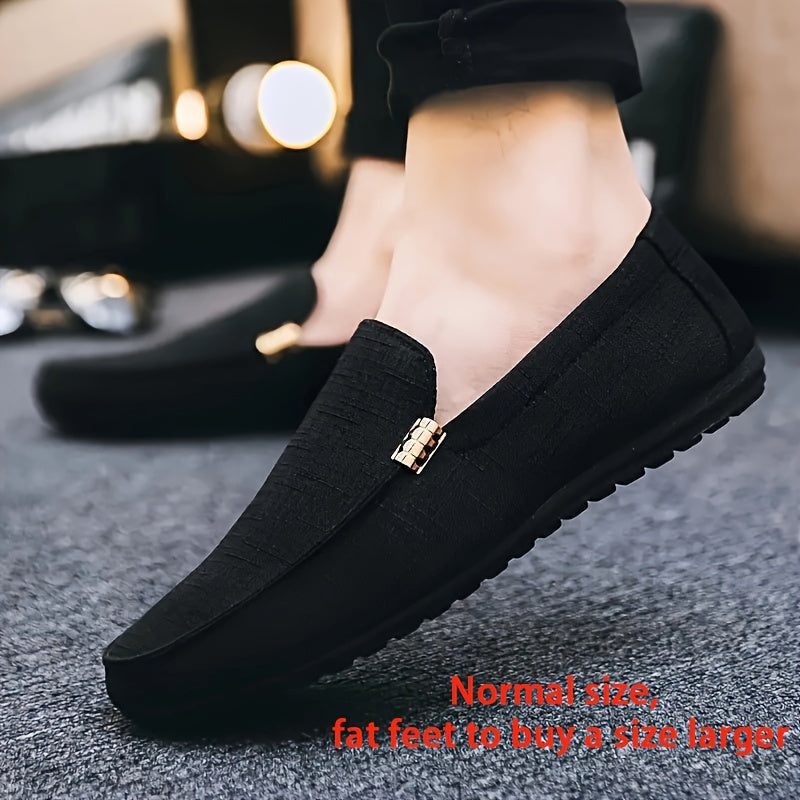 Men's Solid Canvas Loafers, Casual Comfy Slip On Shoes Flat Shoes For Men's Outdoor Footwear