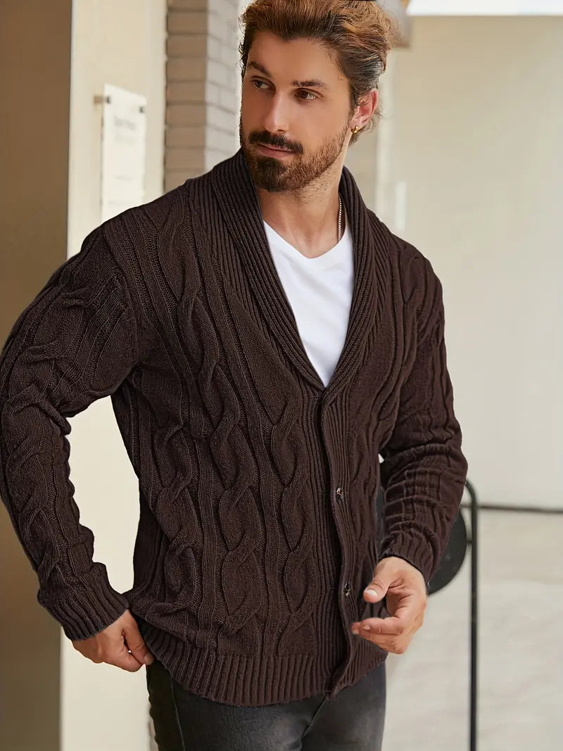 Polyester Knit Button-Up Long Sleeve Sweater