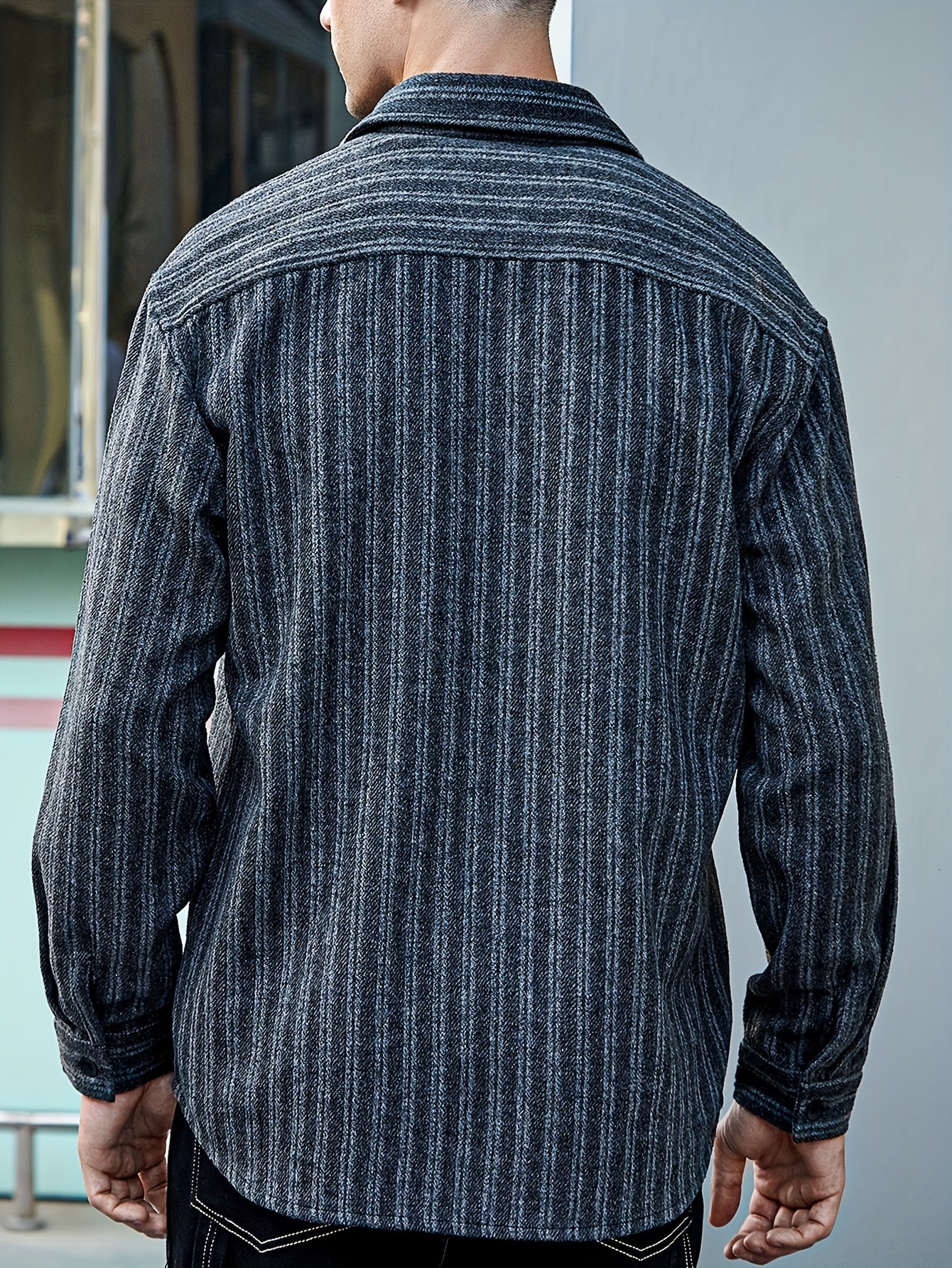 Various Pattern Men's Casual Long Sleeve Lapel Shirt, Men's Thick Outwear For Fall Winter