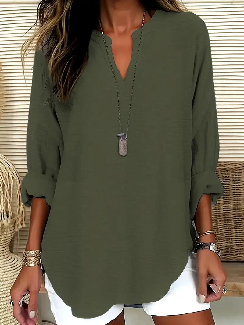 Solid Polyester Sweater Olive