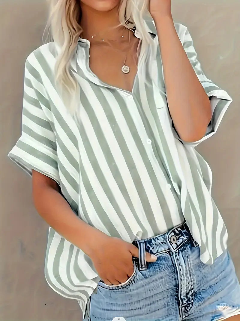 Striped Polyester Cardigan