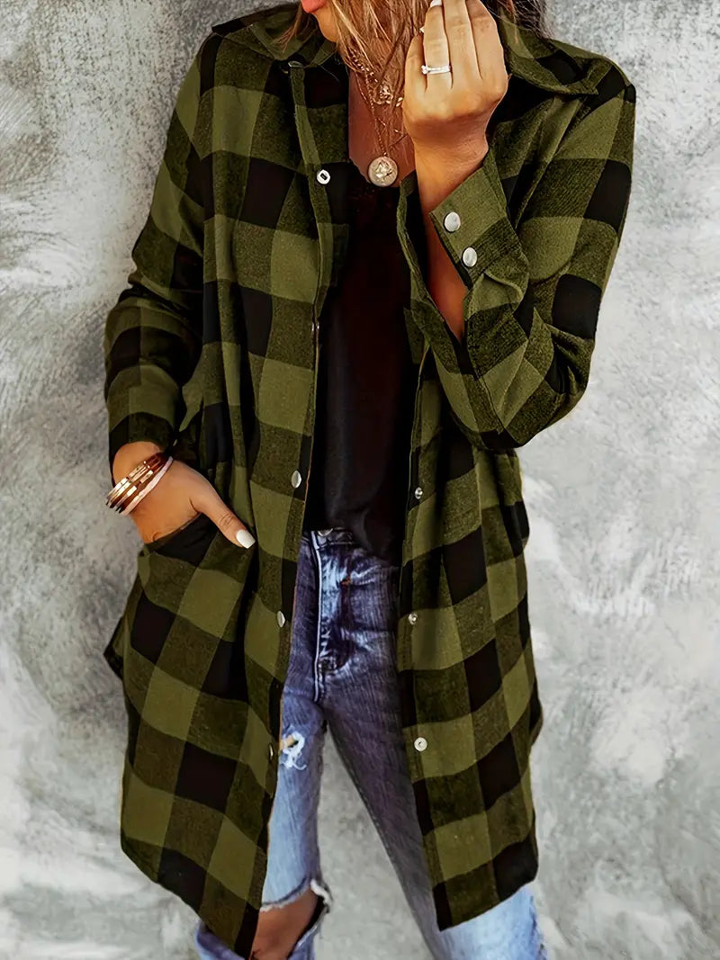 Plaid Polyester Blouse