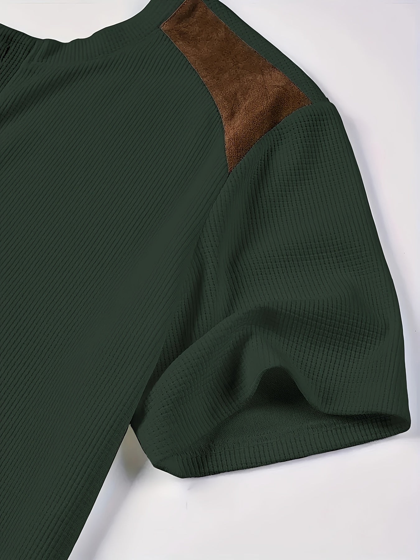 Men'S Waffle Texture Two-Tone Henley Shirt - Casual Summer Short Sleeve, Round Neck, Non-Stretch Fabric