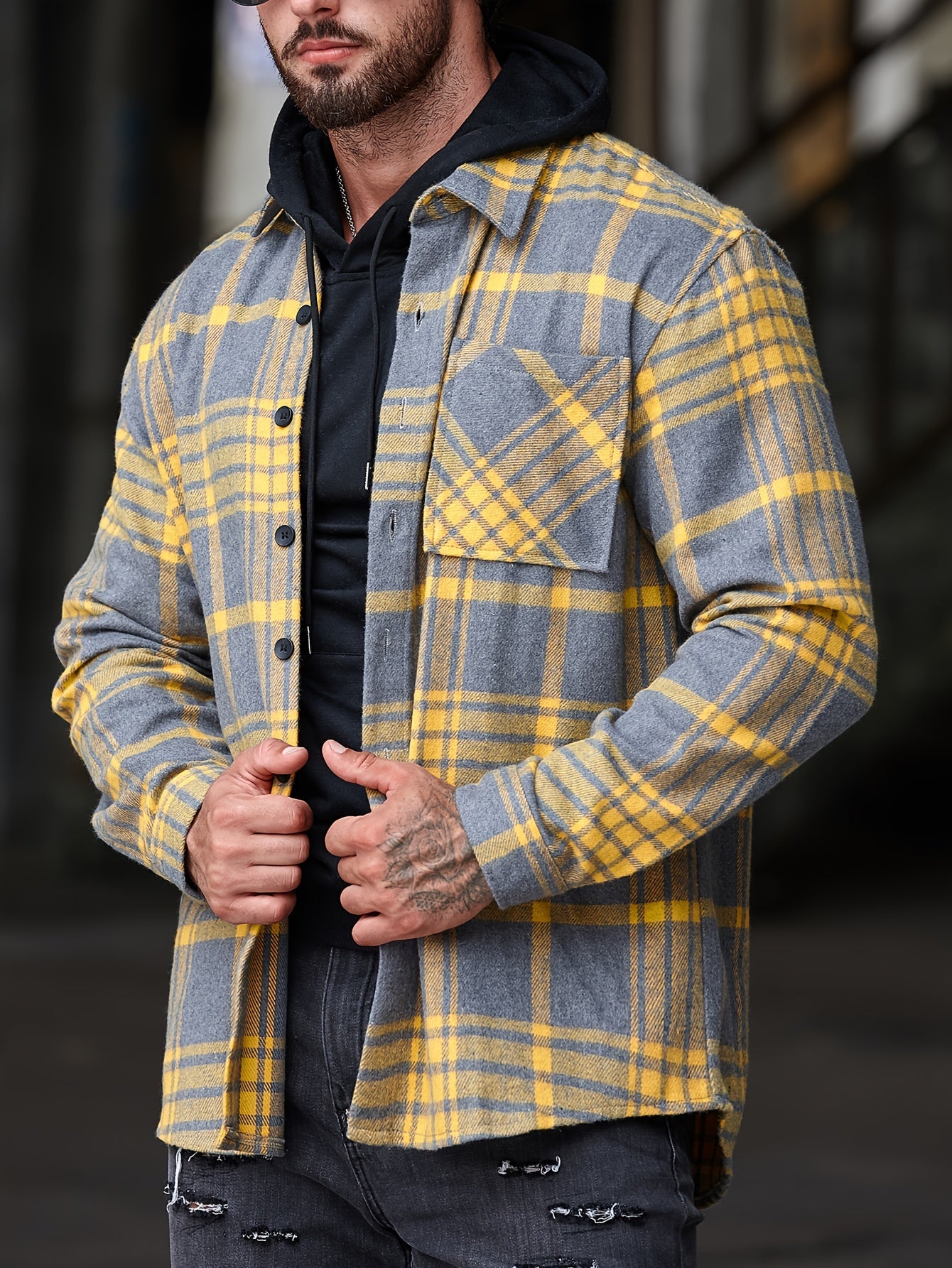 Men's Casual Flannel Shirt Coat - Solid Color Lapel Button-Up with Chest Pocket, Machine Washable Non-Stretch Fabric, Regular Fit Autumn Winter Outerwear, Autumn Apparel, Flannel, Long Sleeve Button Casual Shirt