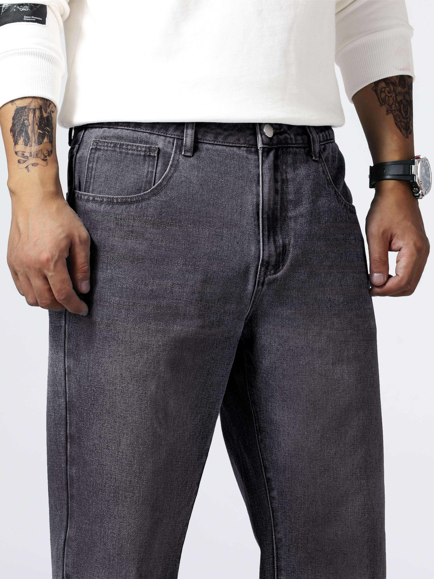 Men's Light Blue Relaxed Fit Jeans - Casual Straight-Leg Machine-Washable Denim Pants for Casual Attire, All-Season Comfort & Versatile Style