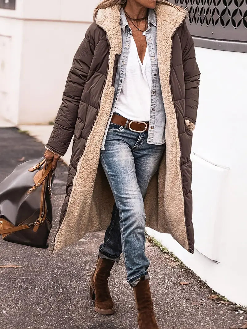 Fleece Long Knee-Length Jacket