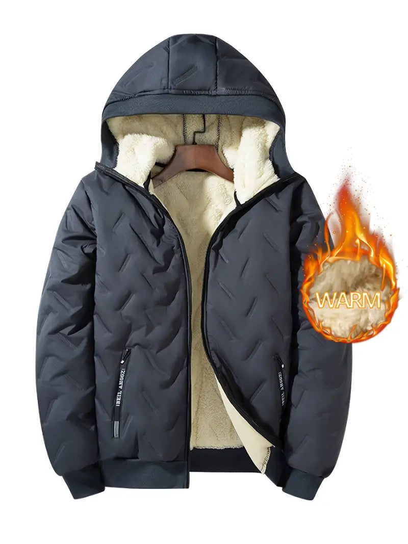 Fleece Polyester Hooded Zip Long Sleeve Jacket