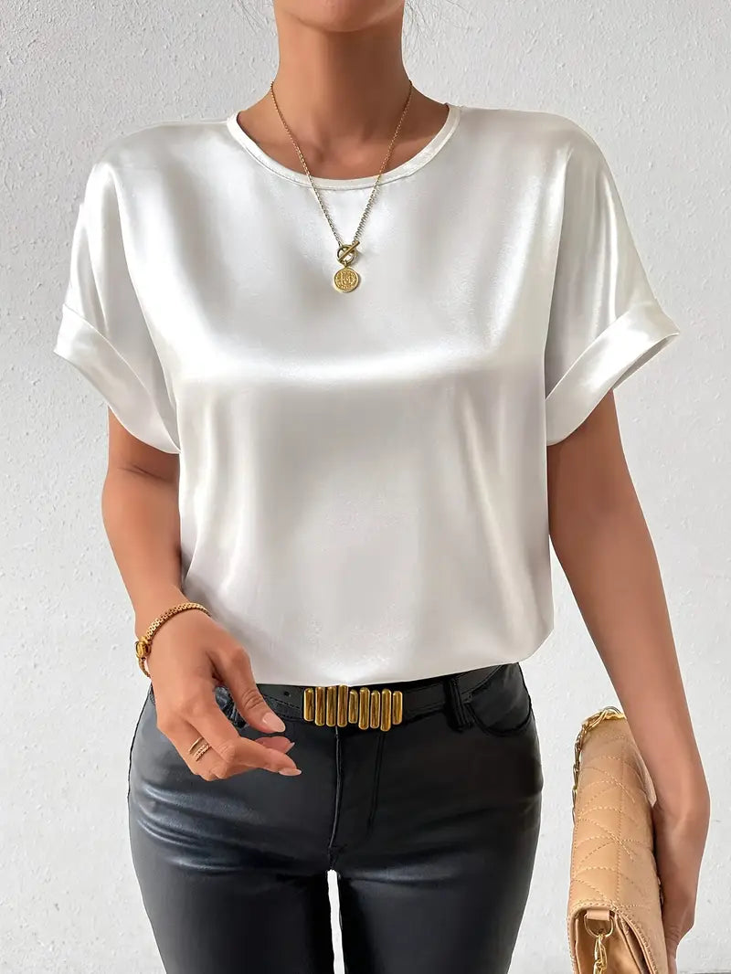 Solid Polyester Blouse Batwing