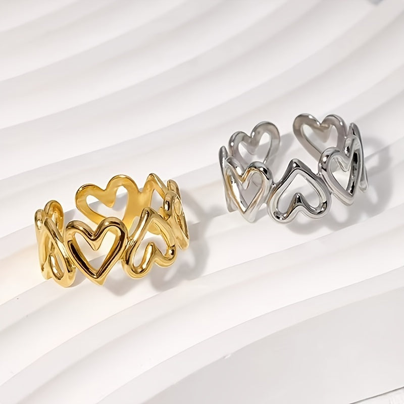 Modern 1-Piece Ring Set with Gold-tone