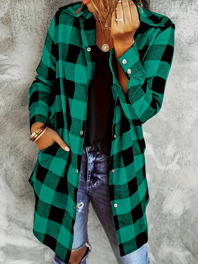 Plaid Polyester Blouse
