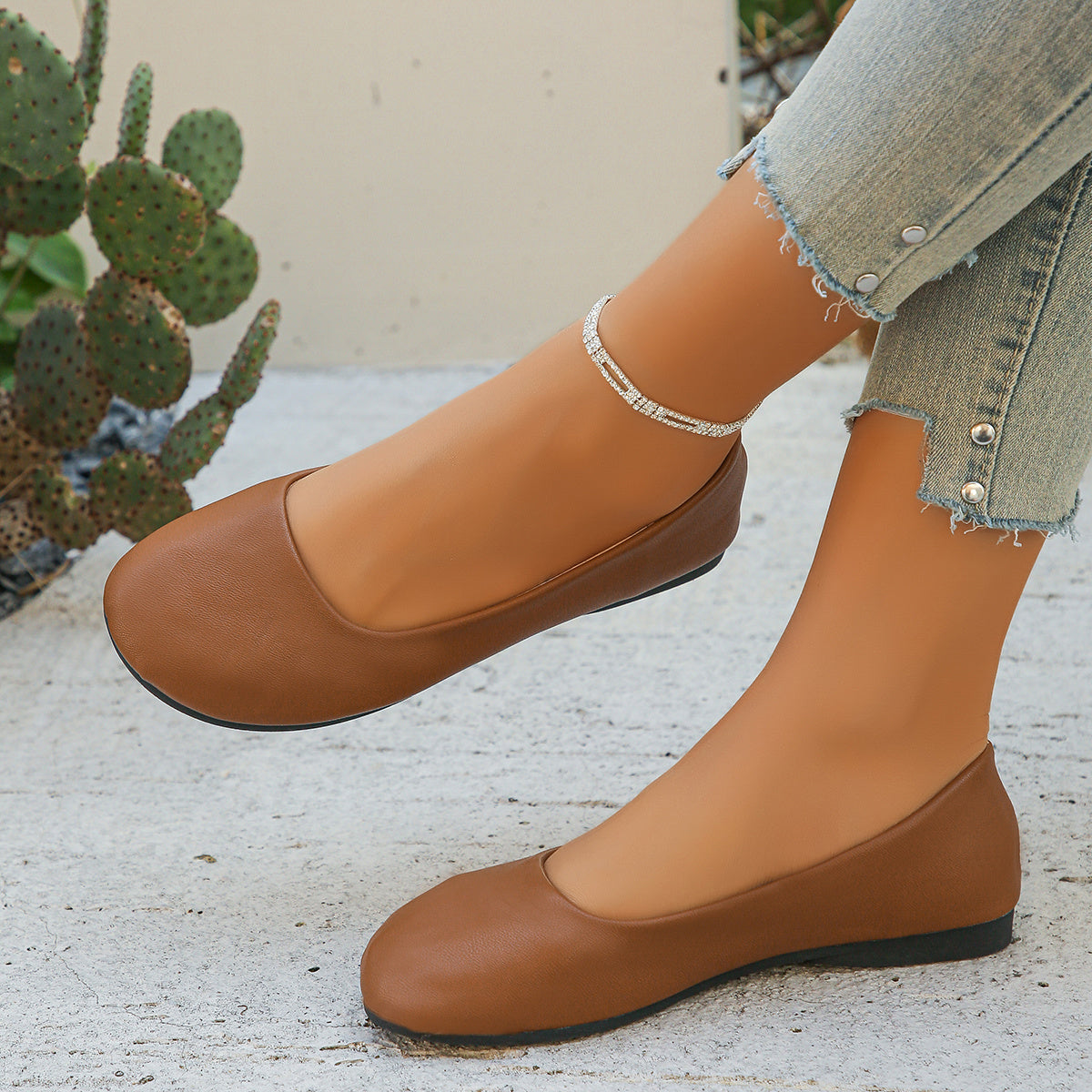 Elegant Tan Heels with Slip-On