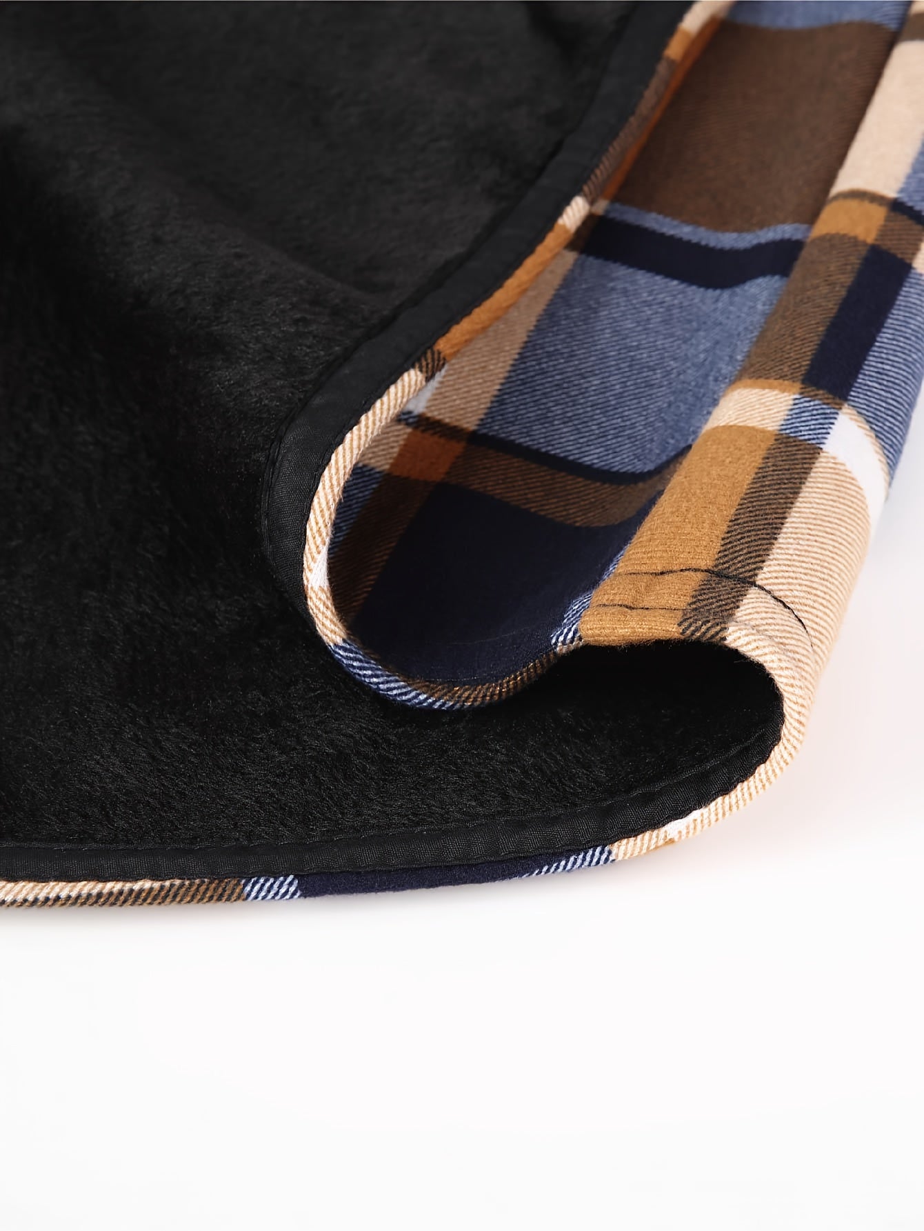 Men's Fleece-Lined Hoodie - Casual & Sporty, Plaid Pullover with Button Detail, Long Sleeve, Loose Fit for Fall/Winter