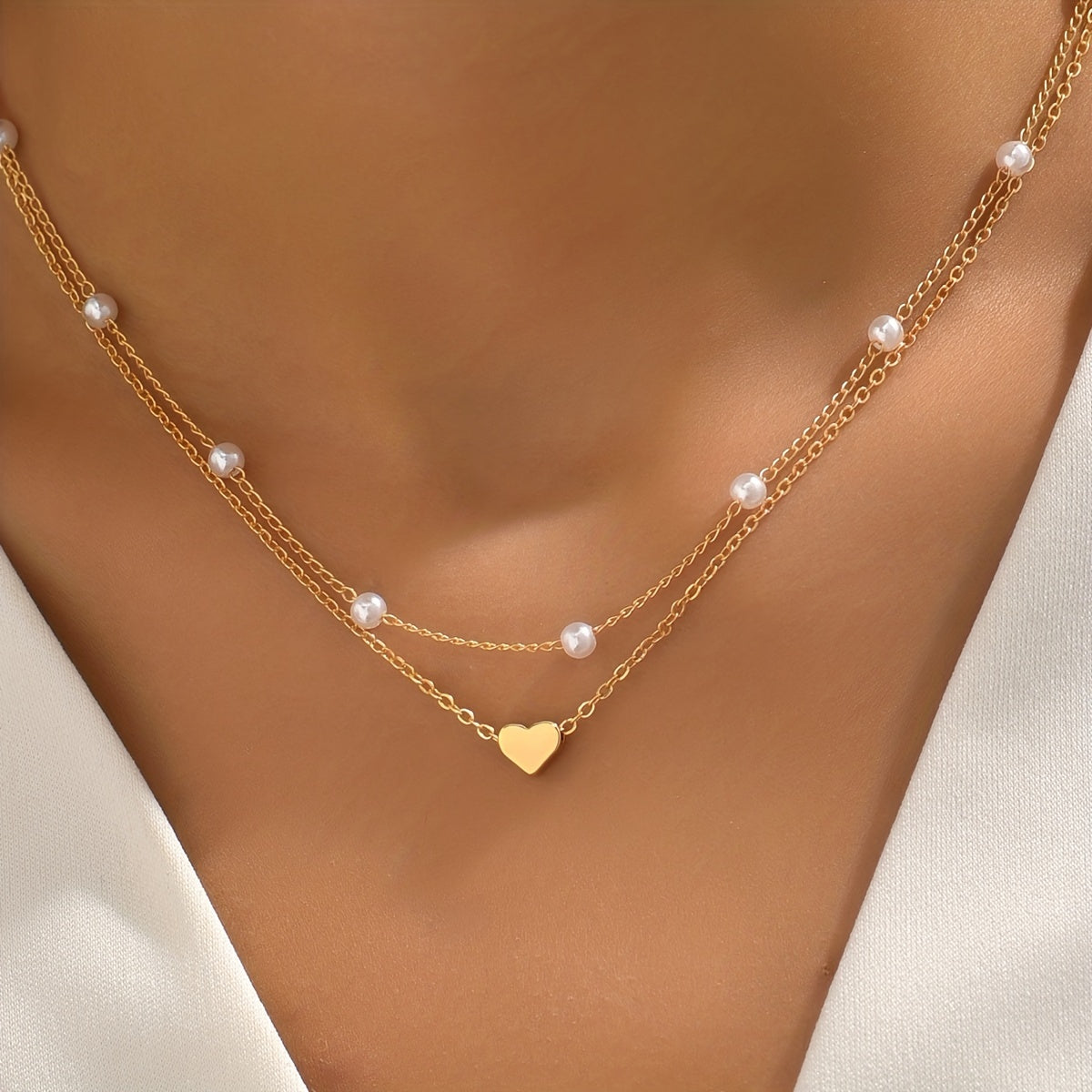 Modern Necklace with Pearl-inspired