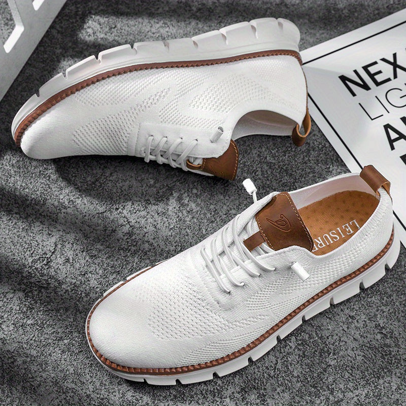 PLUS SIZE Men's Trendy Knitted Breathable Walking Shoes, Trendy Non-Slip Casual Shoes, Men's Footwear
