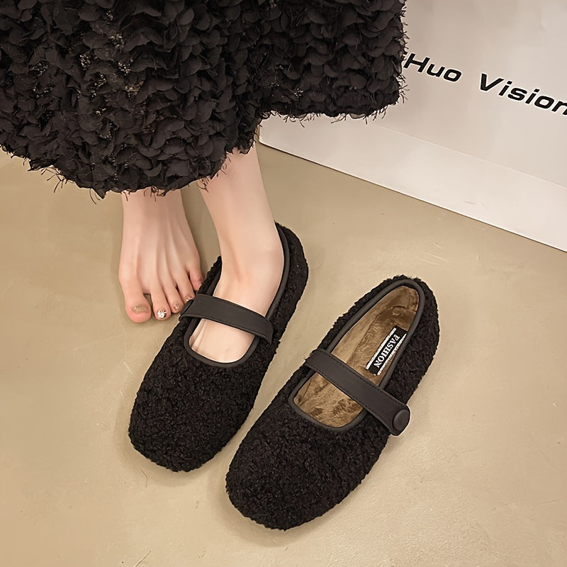 Timeless Red Faux Fur Flats with Slip-On
