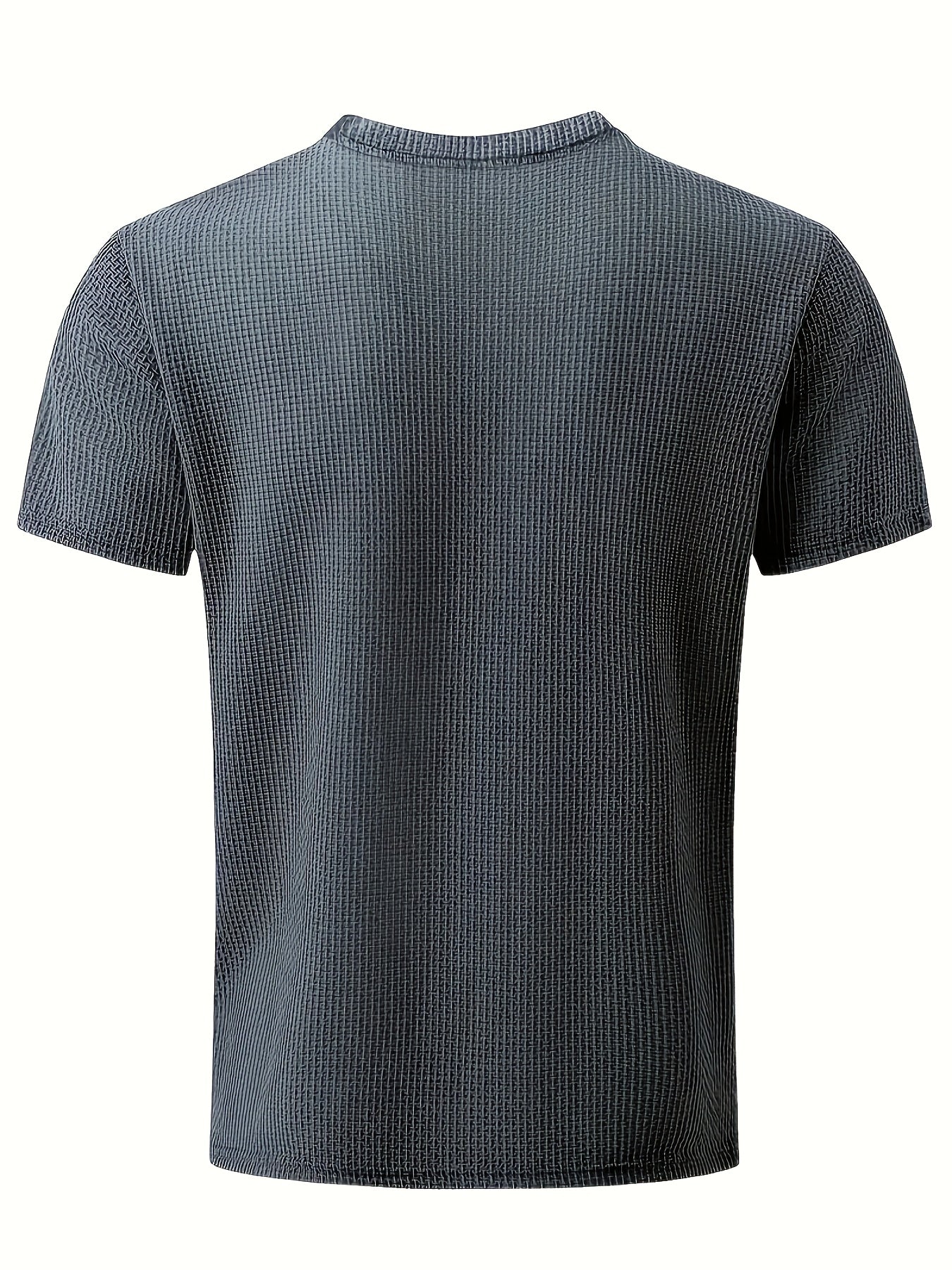 Men's Solid Color Waffle Knit T-Shirt - Breathable Stretch Fabric, Moisture-Wicking Round Neck Short Sleeve Tee for Summer Outdoor Sports & Casual Wear