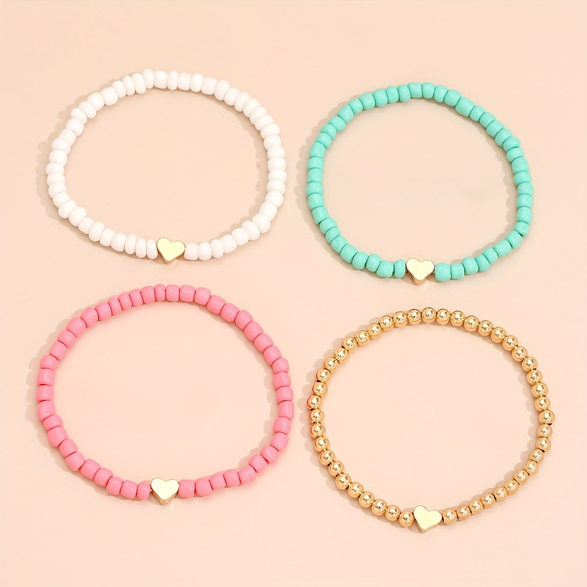 Boho 4-Piece Necklace & Bracelet Set with Polished finish