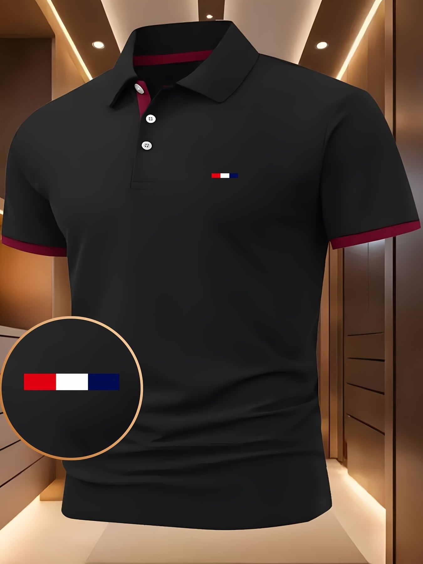Men'S Light Blue Polo Shirt with Geometric Print - Short Sleeve, Button-Up Collar, Casual Summer Top for Outdoor Sports & Leisure, Comfortable Fit, Casual Summer Wear | Geometric Print Shirt | Comfortable Fit Shirt