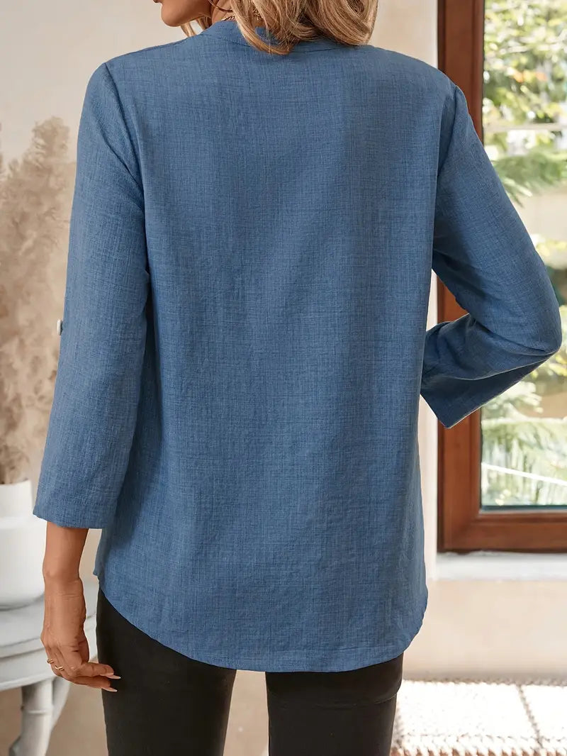 Solid Polyester Blouse Beige