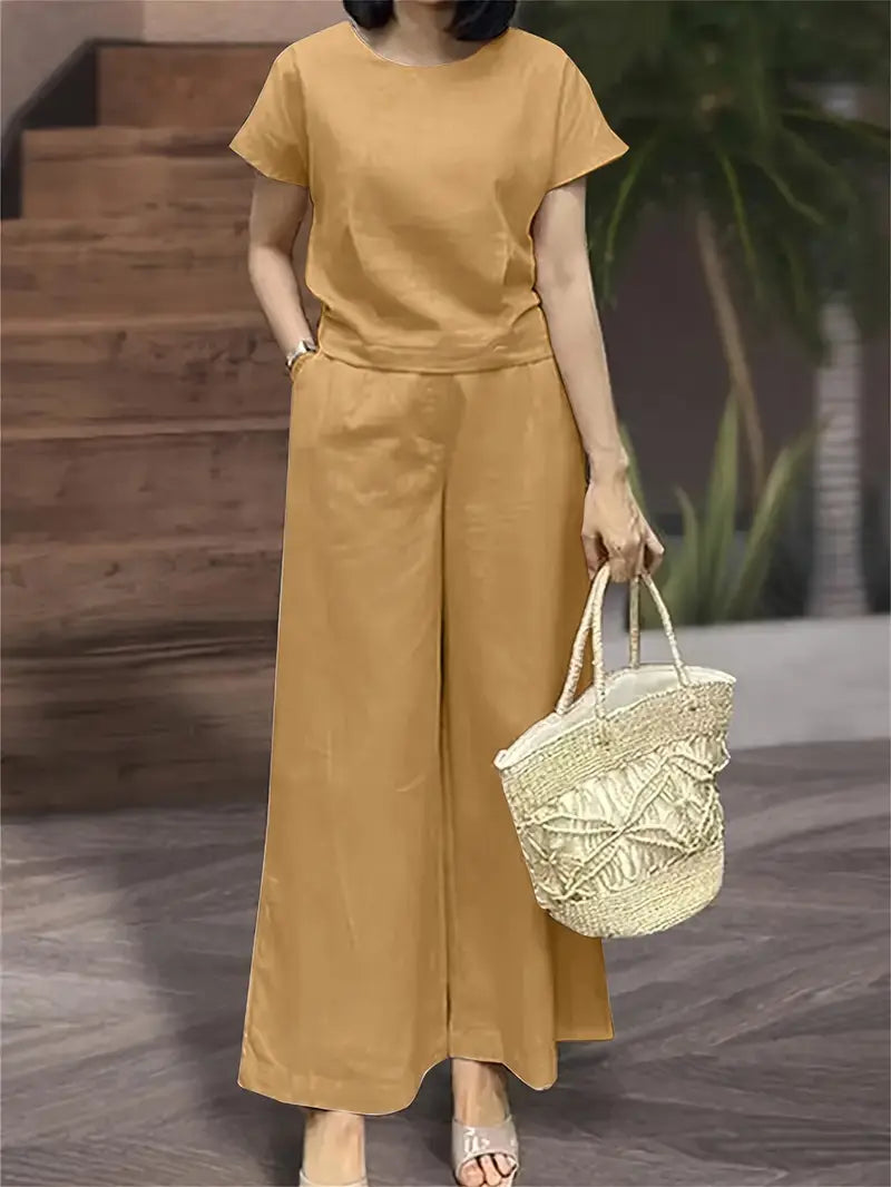 Solid Polyester Sweater 2-Piece Set