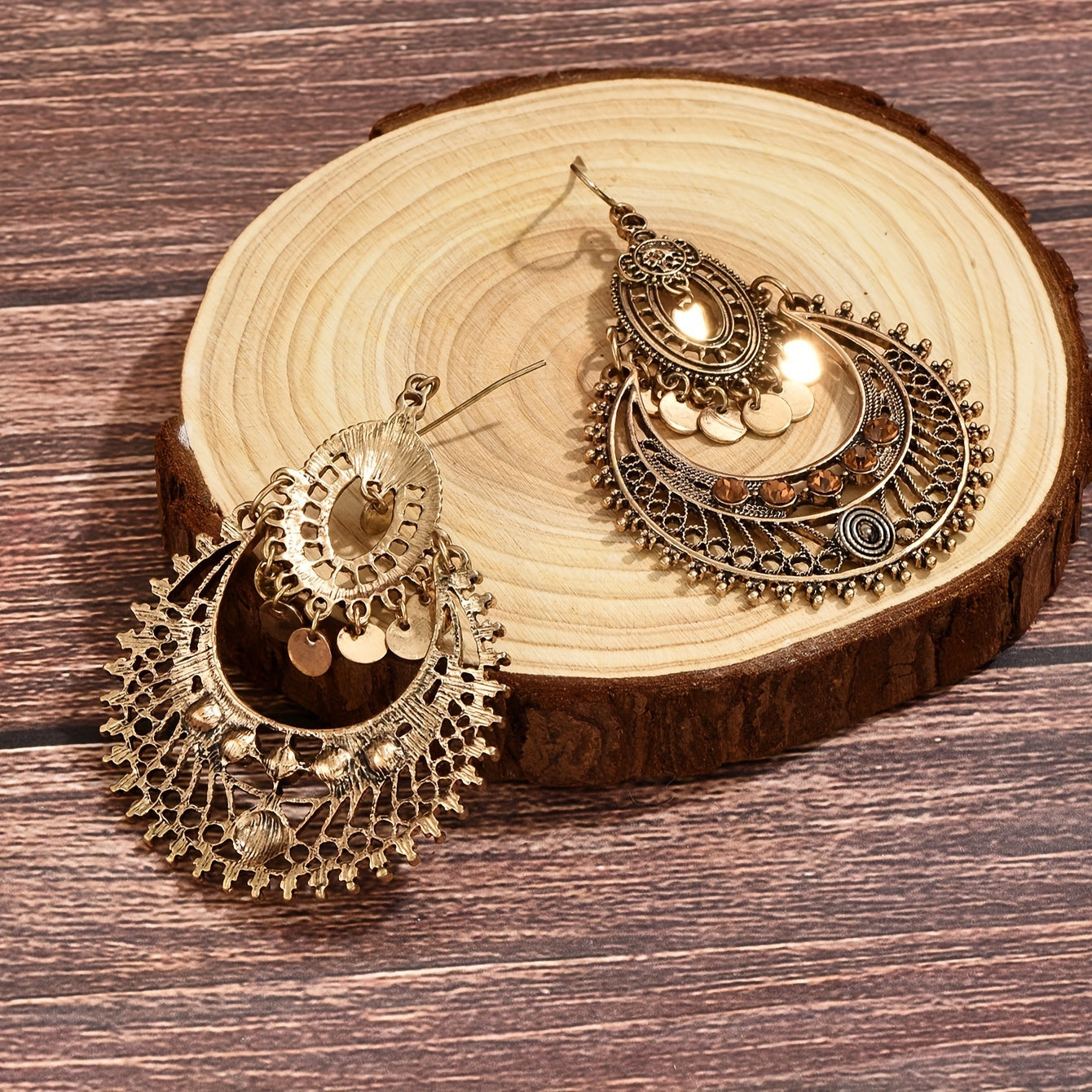 Boho Earrings with Gold-tone