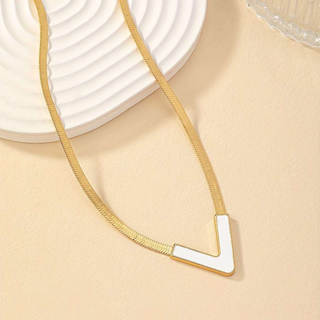 Modern Necklace with Gold-tone