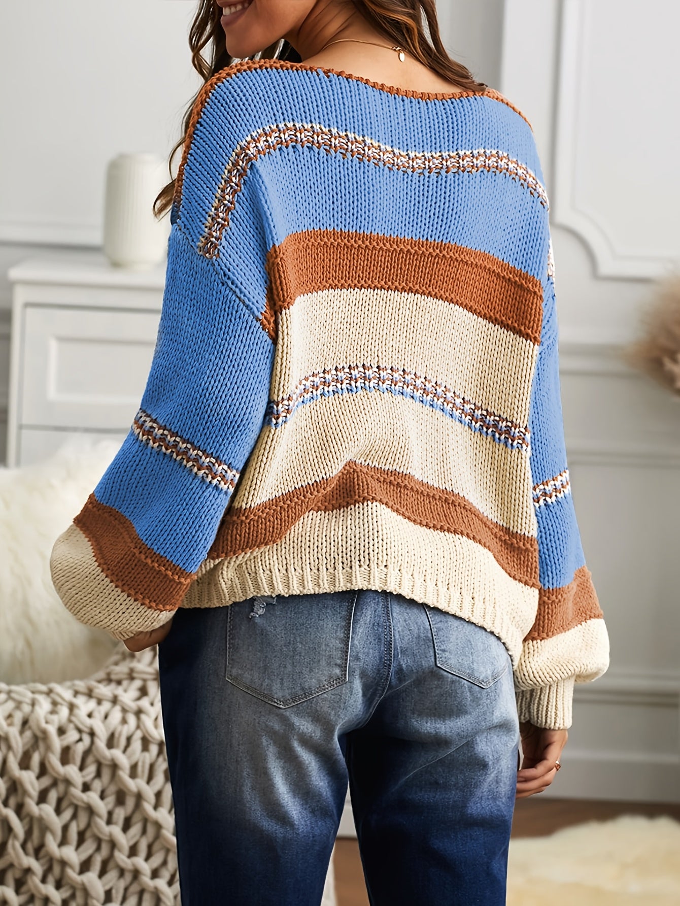 New Autumn and Winter Warm Color-Matching Urban Casual Pullover