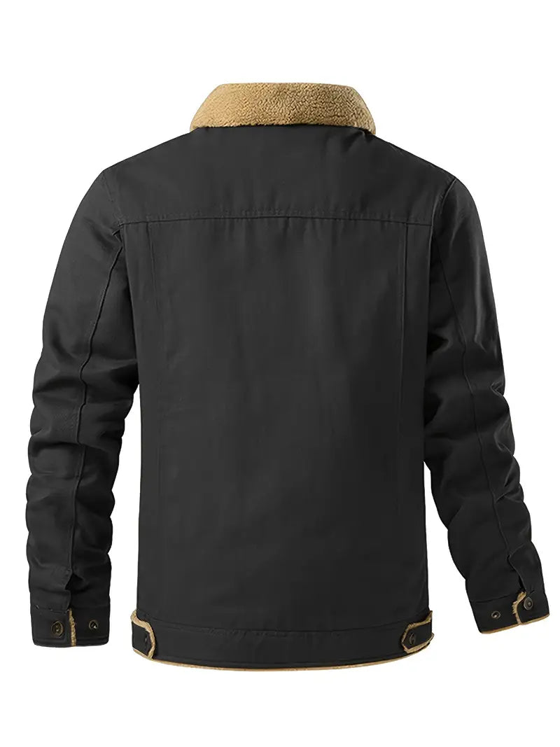 Fleece Polyester Cotton Button-Up Jacket