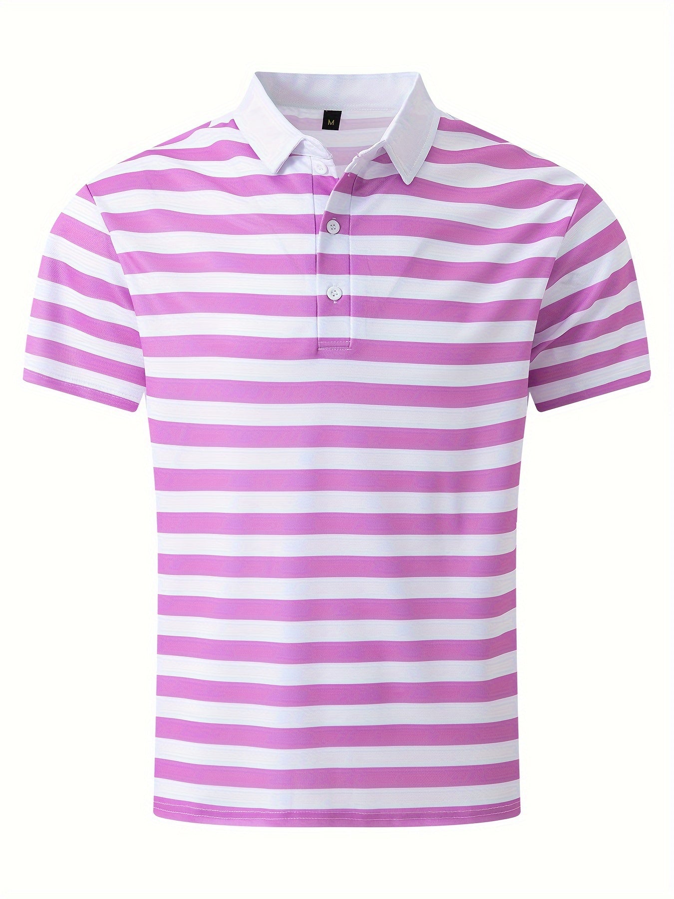 Men'S Short-Sleeve Polo Shirt with Print Stripes for Casual Summer Wear.