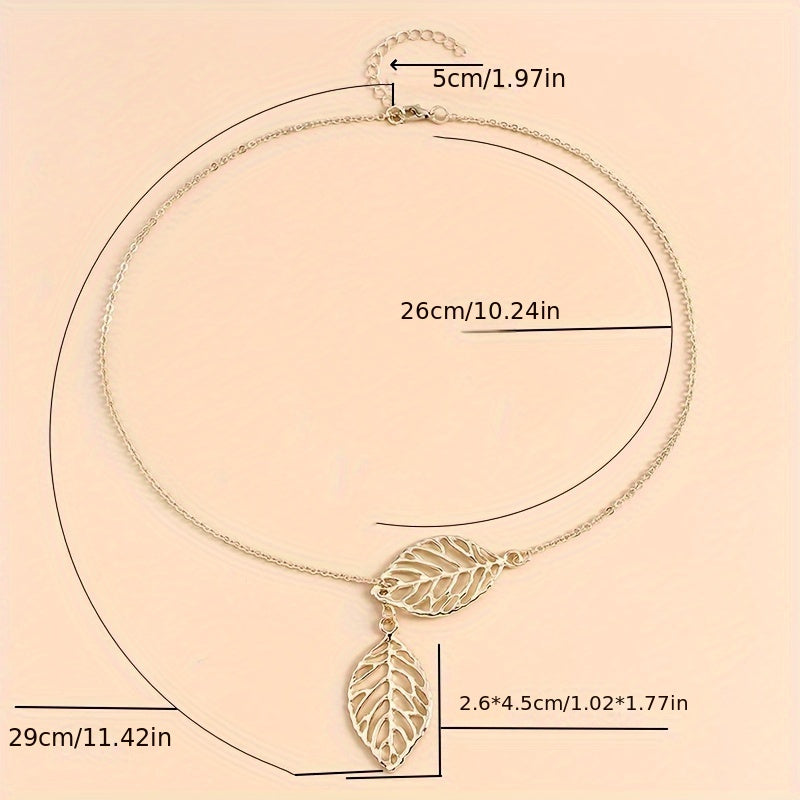 Modern Necklace with Gold-tone